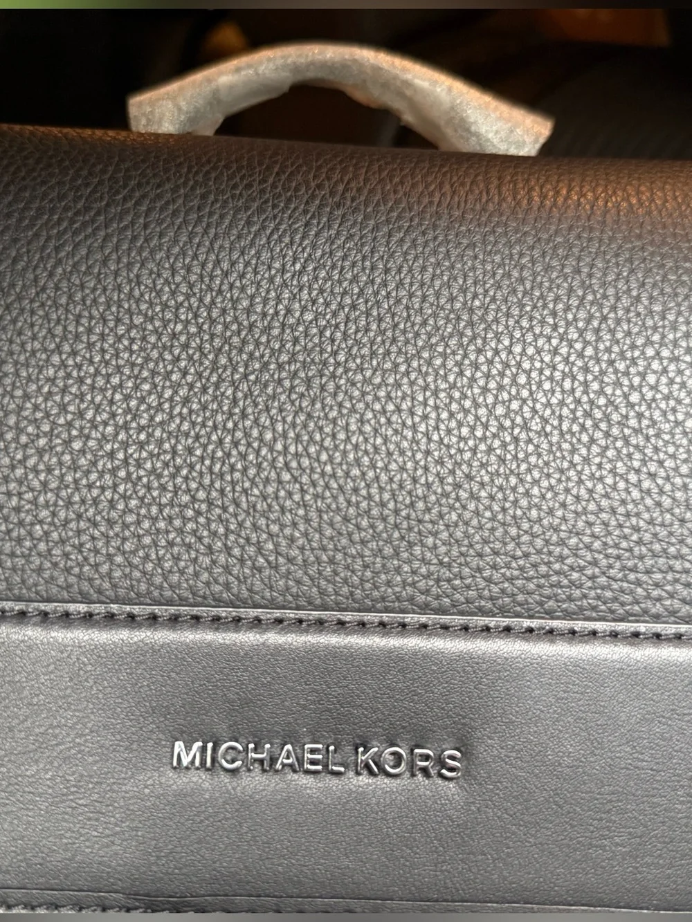 Michael Kors Black Pebbled Leather Men's Backpack with Buckle Straps